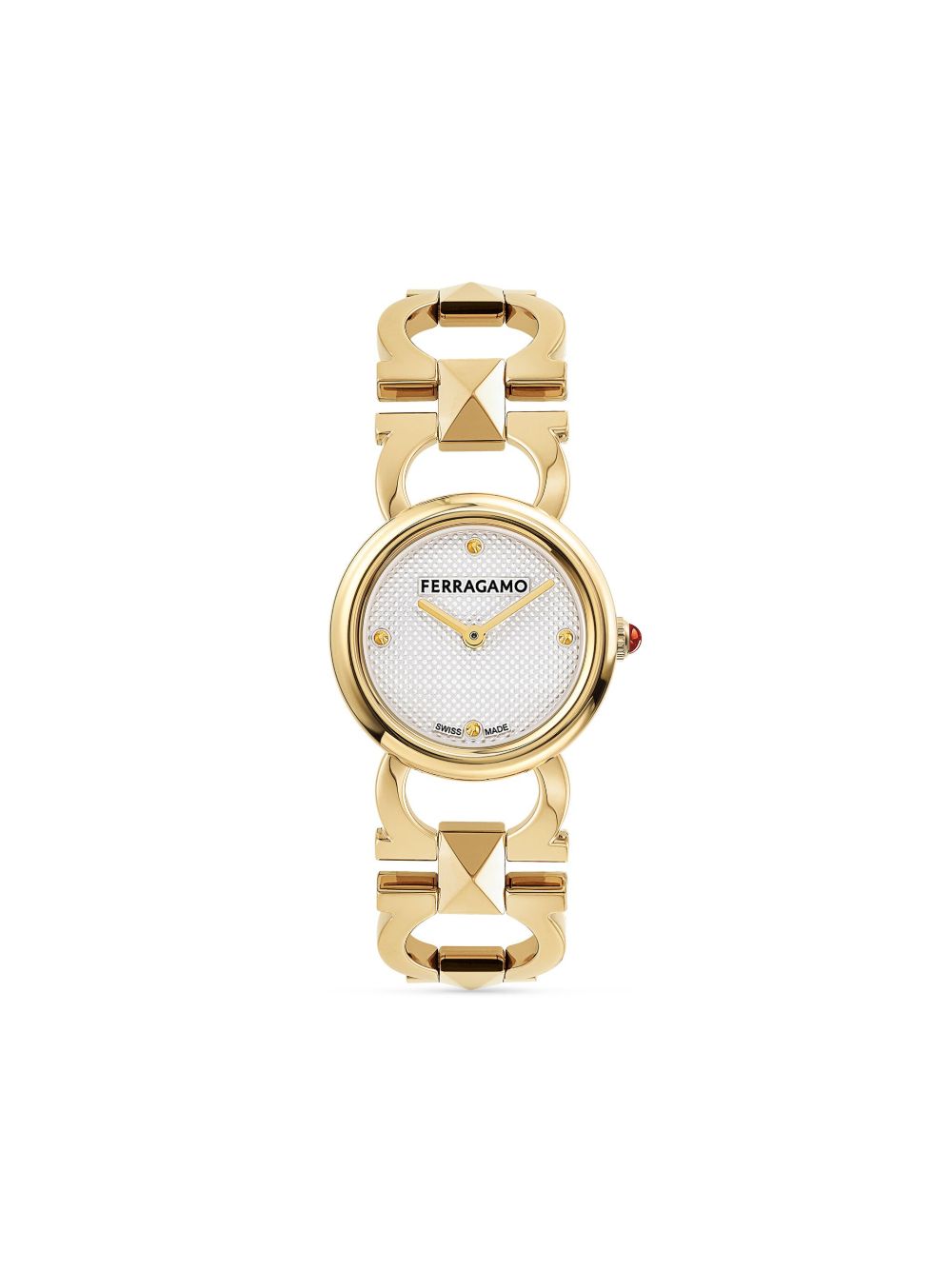 Ferragamo Double Gancini Stud 腕表（25毫米） - 白色