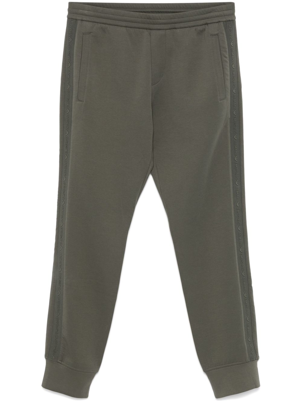 Emporio Armani logo边饰运动裤 - 绿色