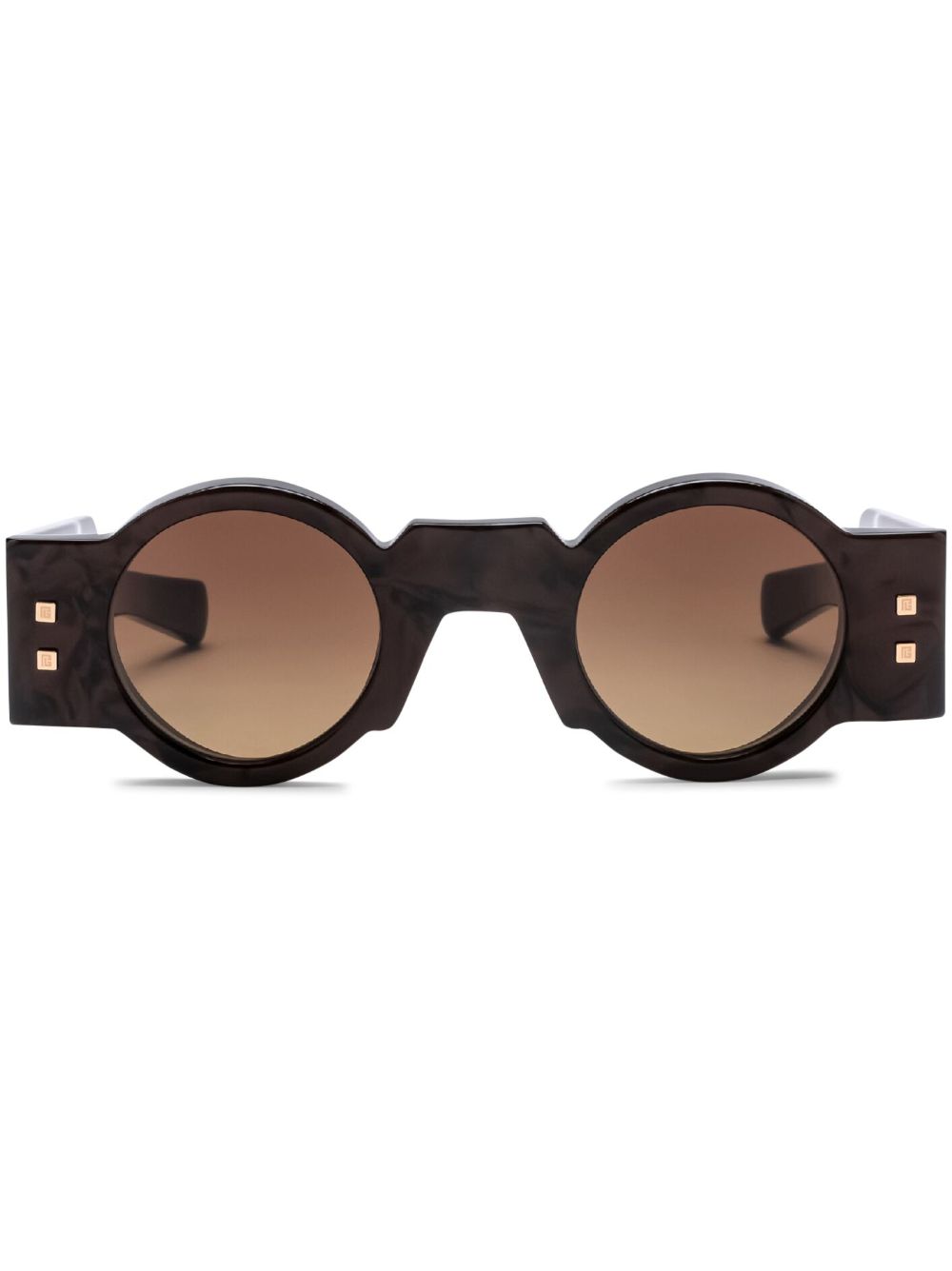 Balmain Eyewear Olivier 圆框太阳眼镜 - 褐色