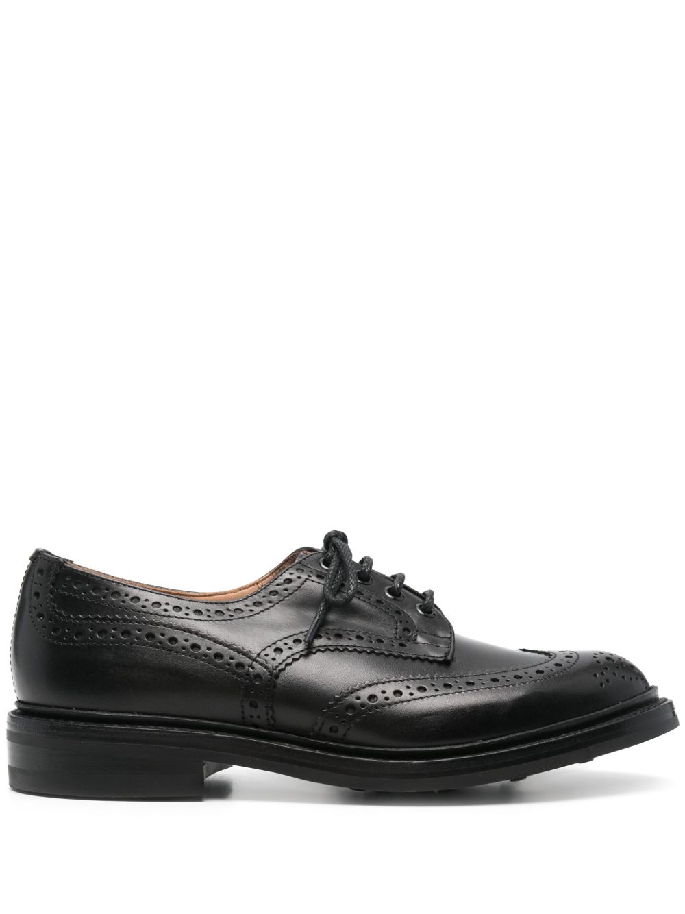 Tricker's 皮质布洛克鞋 - 黑色