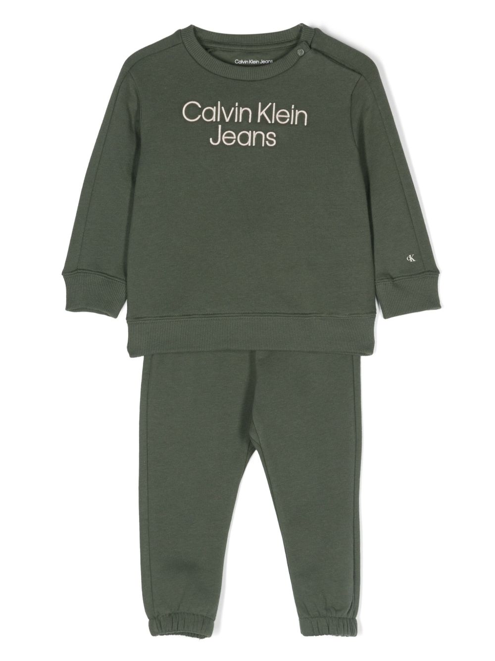 Calvin Klein Kids logo刺绣运动套装 - 绿色