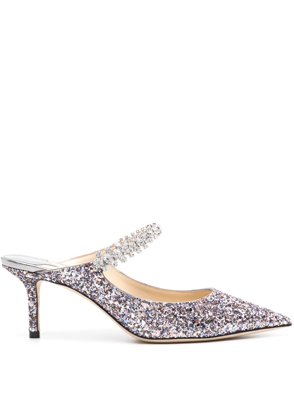 Jimmy Choo Bling 中跟亮片金葱穆勒鞋 - 粉色