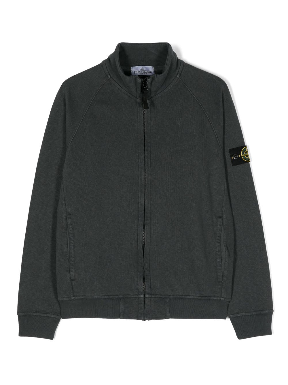 Stone Island Junior 罗盘徽章拉链卫衣 - 灰色