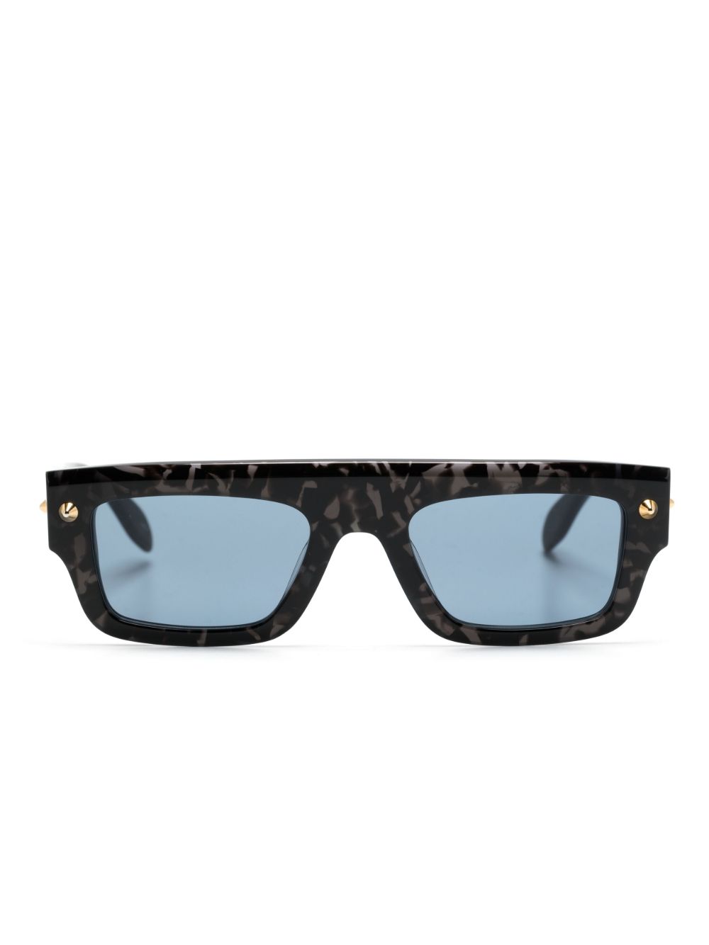 Alexander McQueen Eyewear 大理石纹方形镜框太阳眼镜 - 黑色