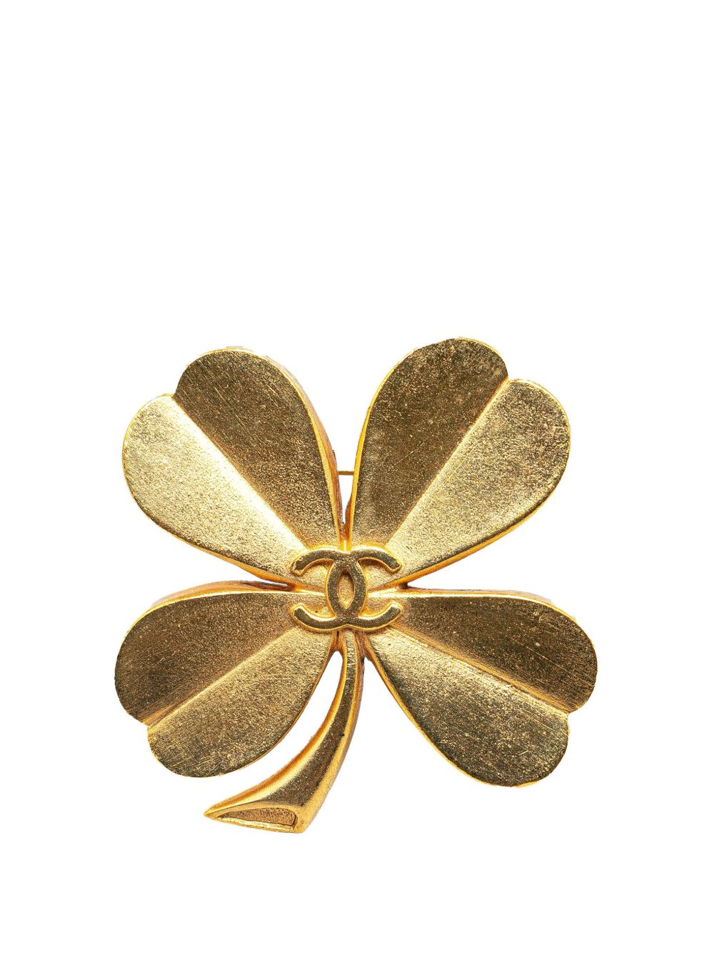 CHANEL Pre-Owned 镀金 CC Clover 装饰胸针（1993年典藏款） - 金色