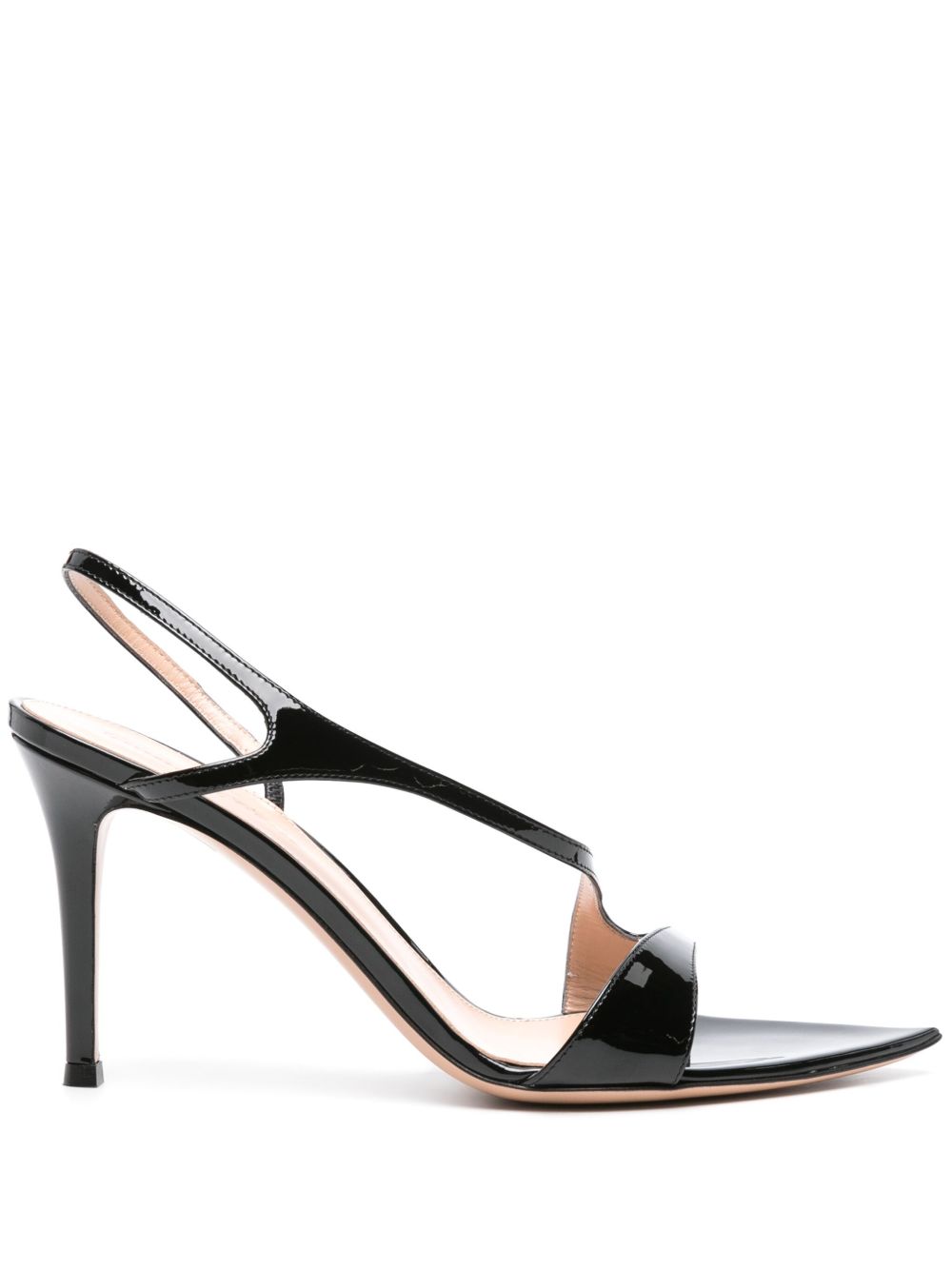 Gianvito Rossi 漆皮裹踝高跟凉鞋 - 黑色