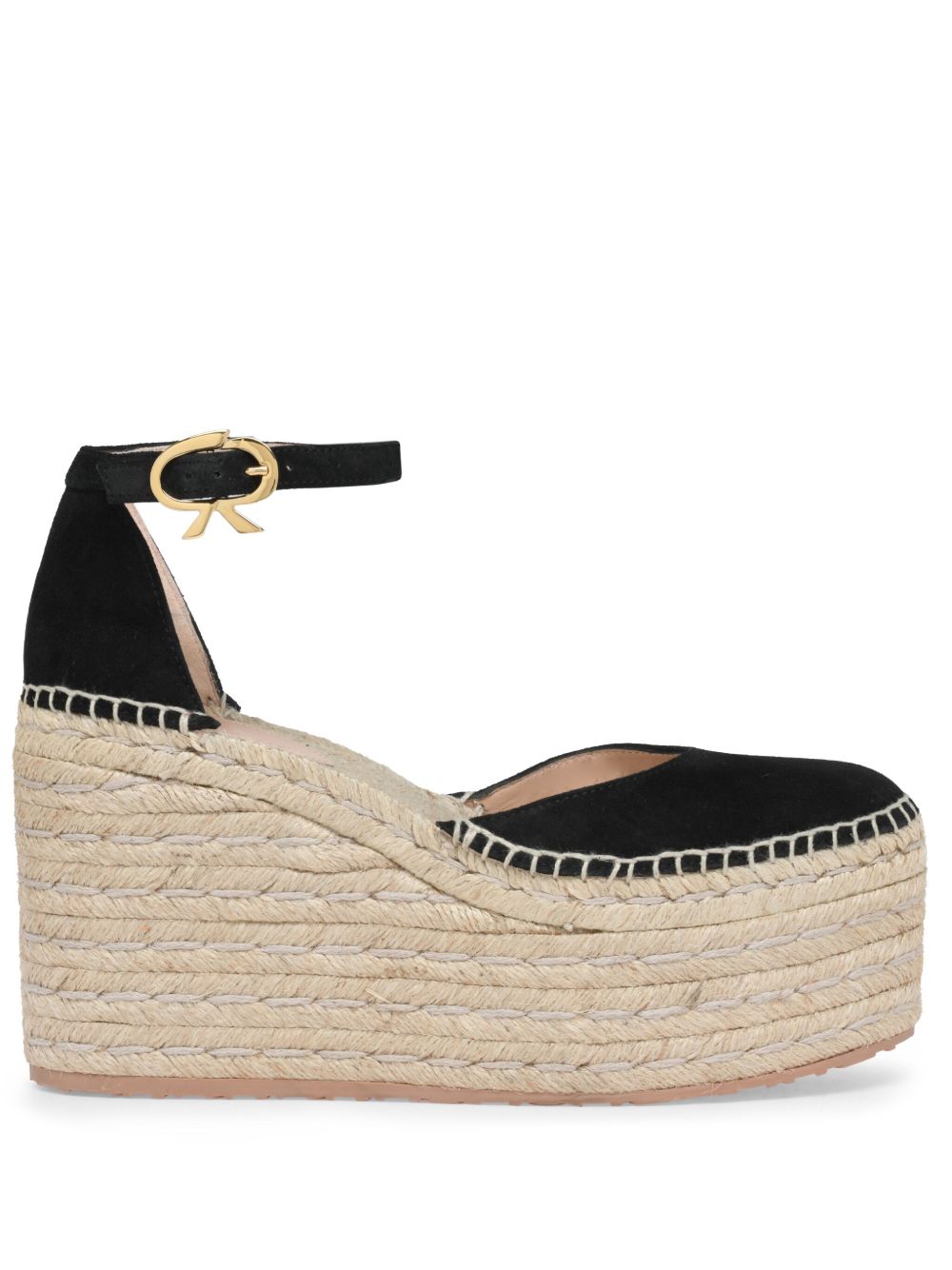 Gianvito Rossi 皮质草编鞋 - 黑色