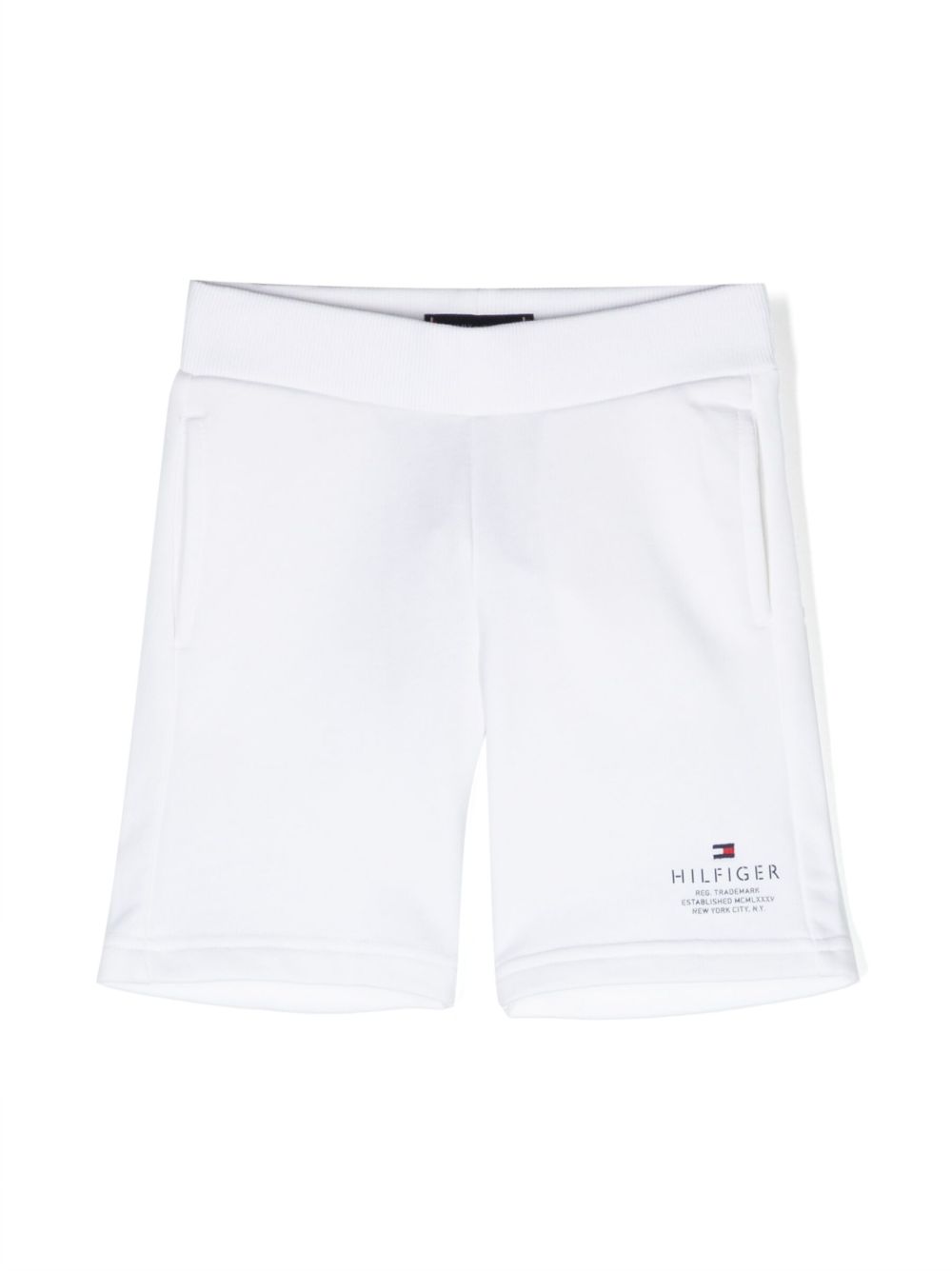Tommy Hilfiger Junior logo印花棉混纺短裤 - 白色