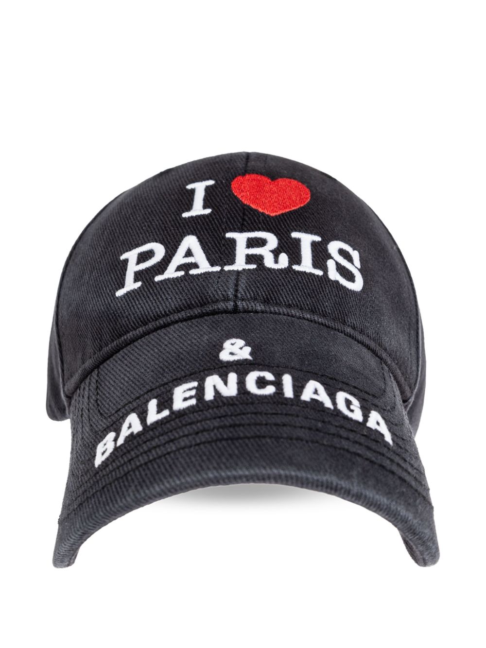 Balenciaga slogan-embroidered cap - 黑色