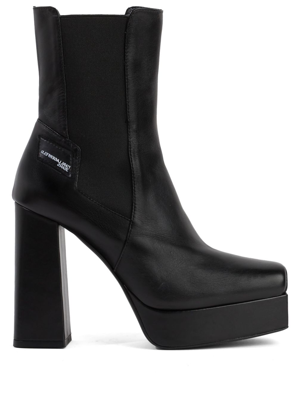 Karl Lagerfeld Jeans Stak Heel 高跟皮质短靴 - 黑色