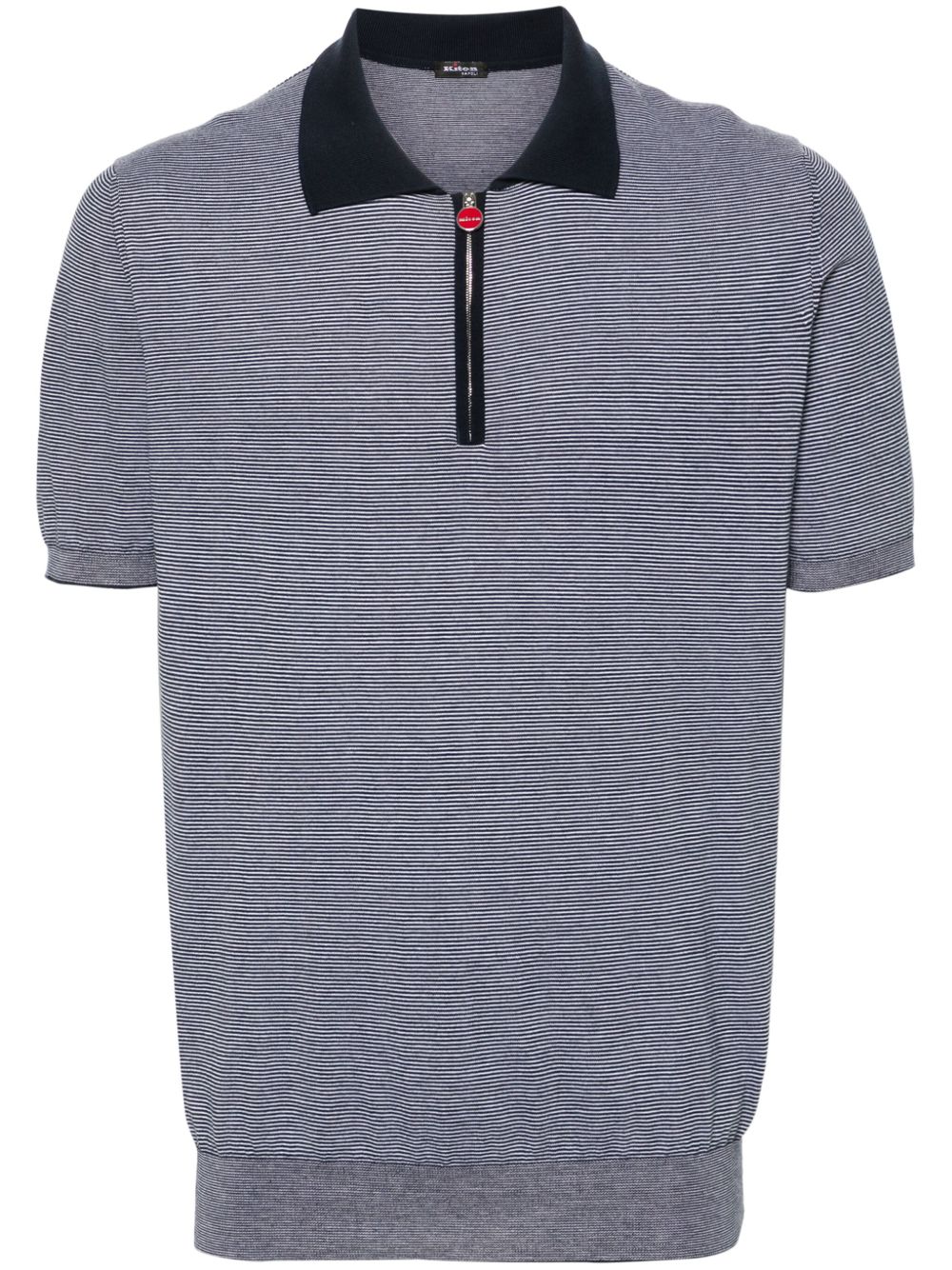 Kiton 条纹棉polo衫 - 蓝色