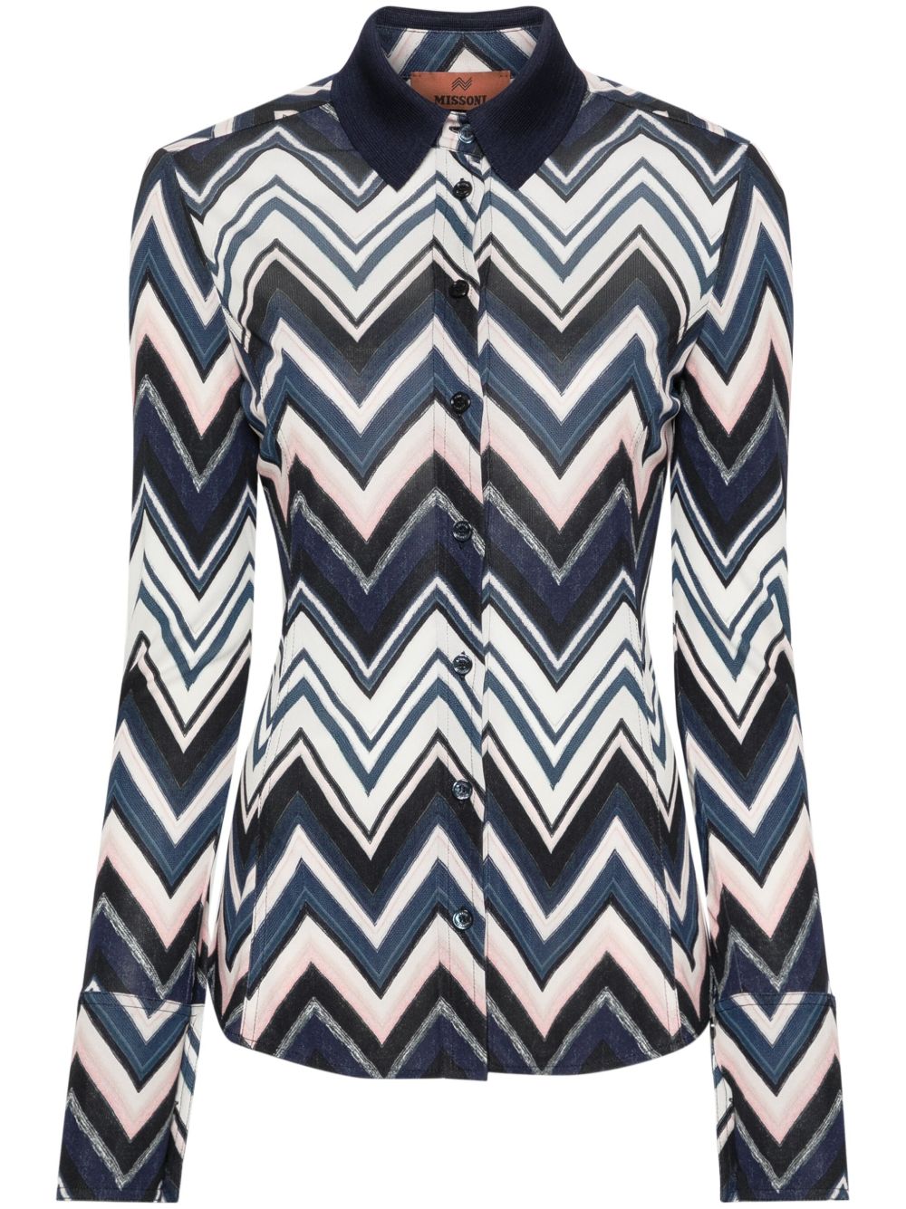 Missoni Z字形图案印花卡迪衬衫 - 蓝色