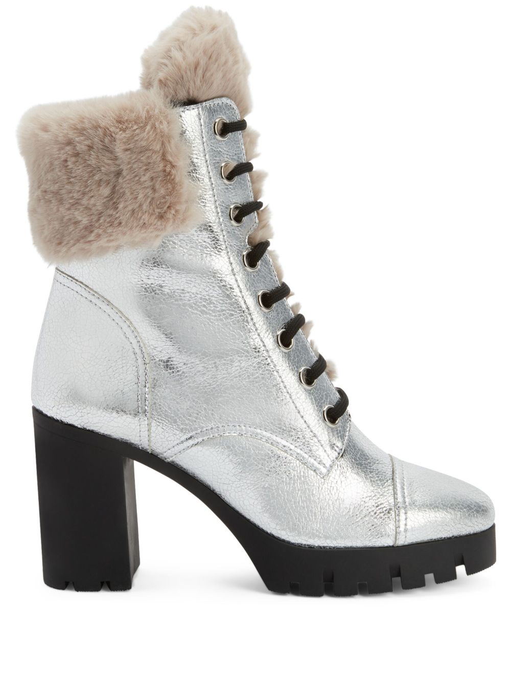 Giuseppe Zanotti Moyra 金属感高跟短靴 - 银色