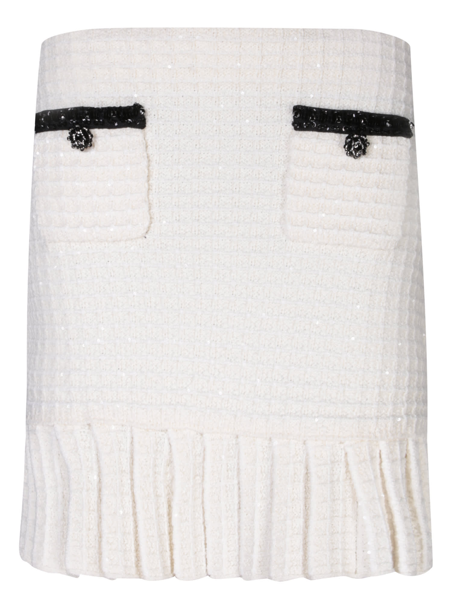 self-portrait Knitted Cream Skirt
