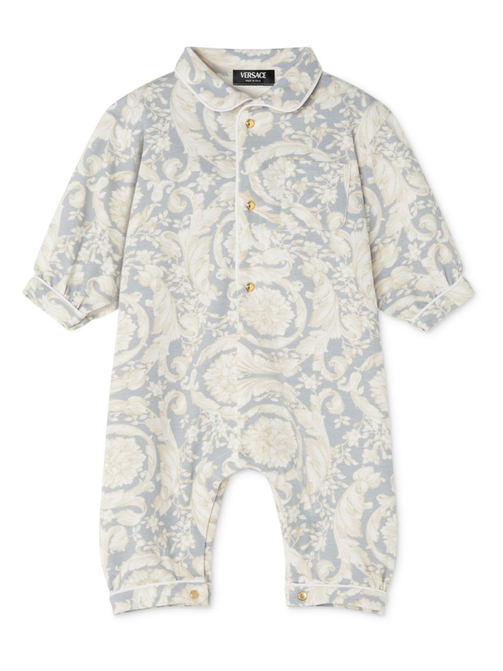 Versace Kids Barocco 印花连体睡衣 - 灰色