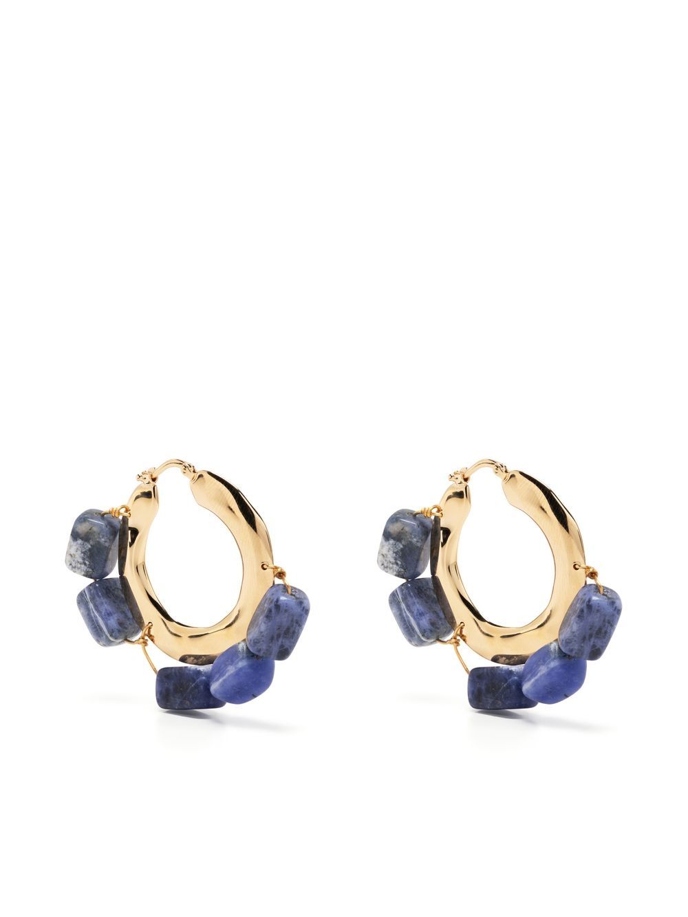 Jil Sander 宝石缀饰圆形耳环 - 金色