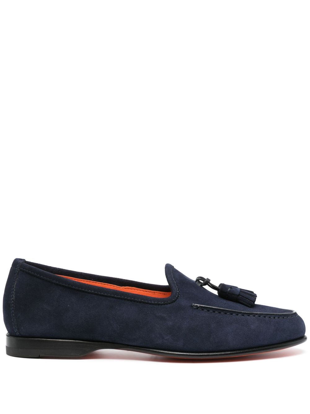 Santoni 流苏细节绒面皮乐福鞋 - 蓝色
