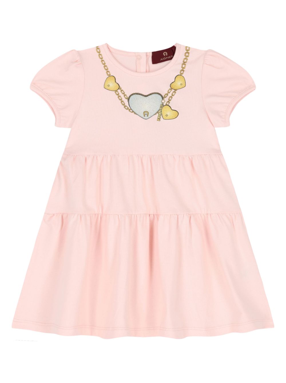 Aigner Kids 印花分层式连衣裙 - 粉色