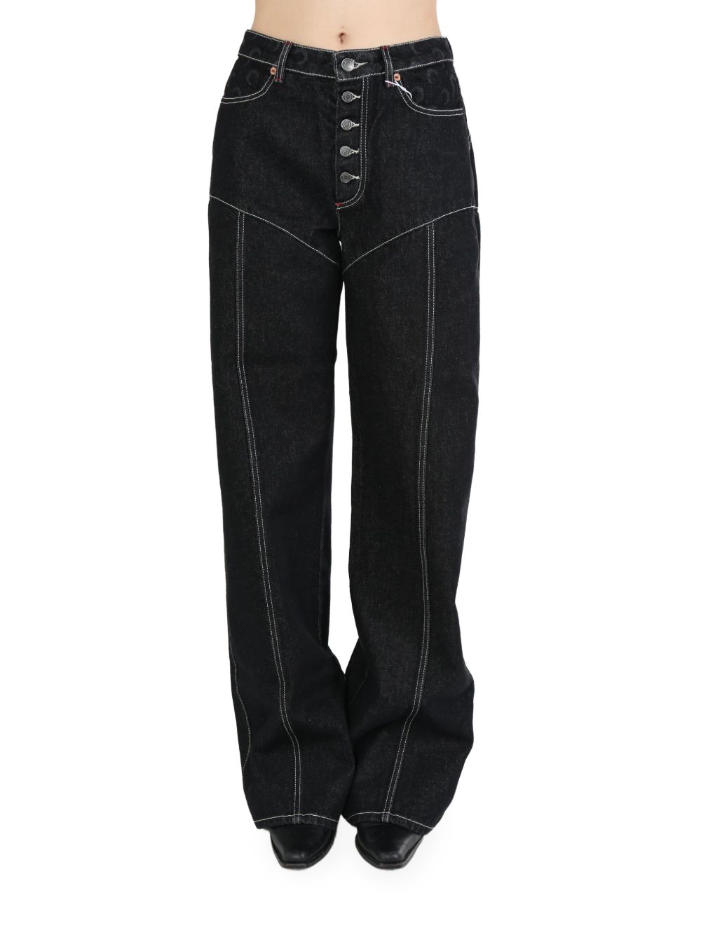 Marine Serre moon-print flared jeans - 黑色