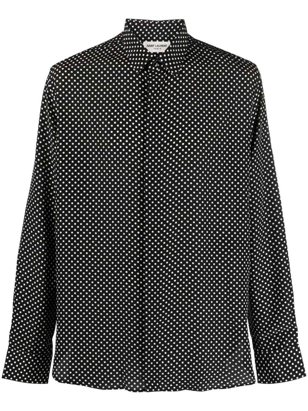 Saint Laurent 波点印花真丝衬衫 - 黑色