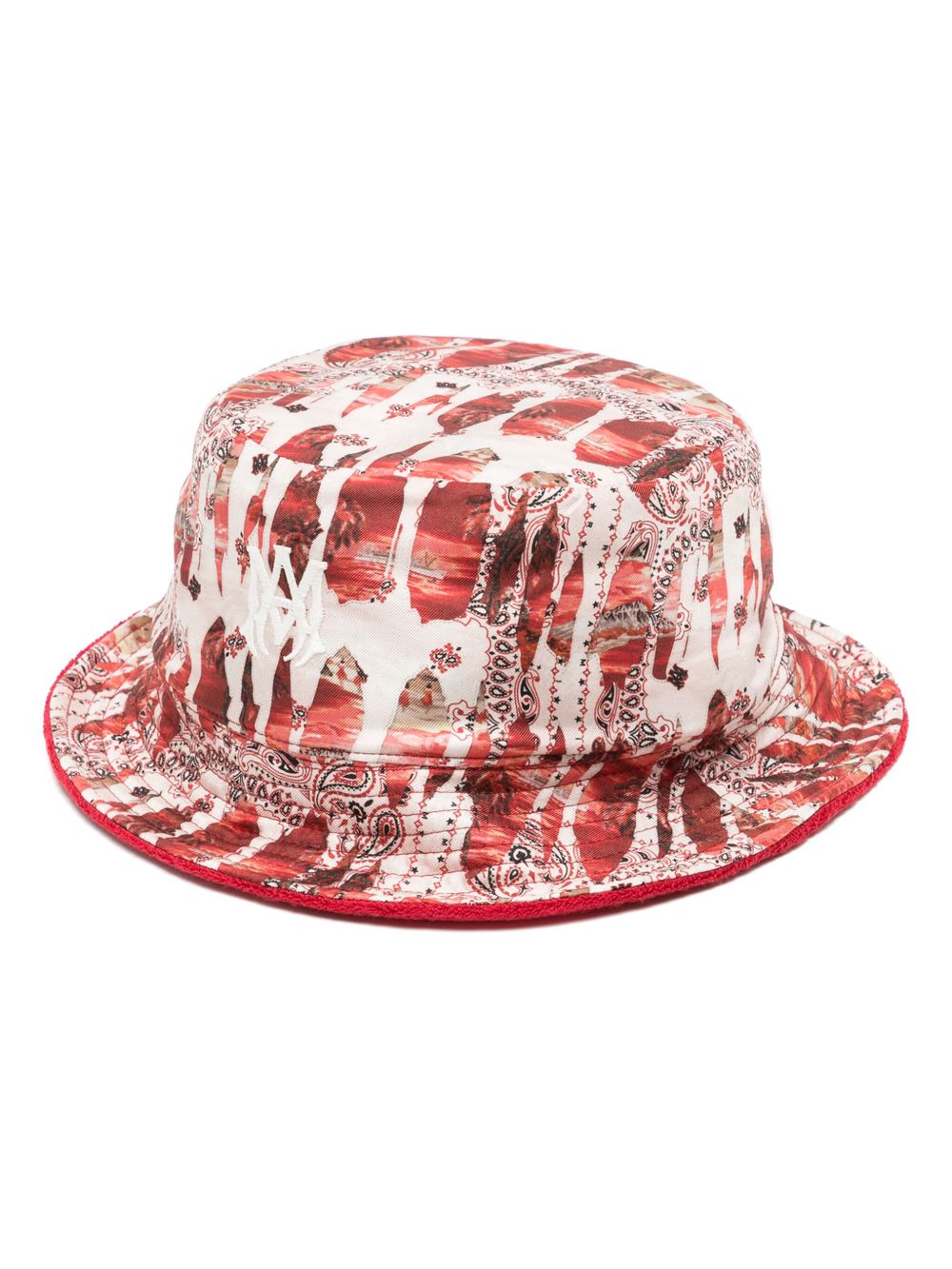 AMIRI logo刺绣双面渔夫帽 - 红色