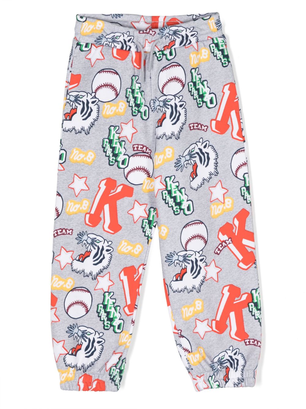 Kenzo Kids 图案印花棉运动裤 - 灰色