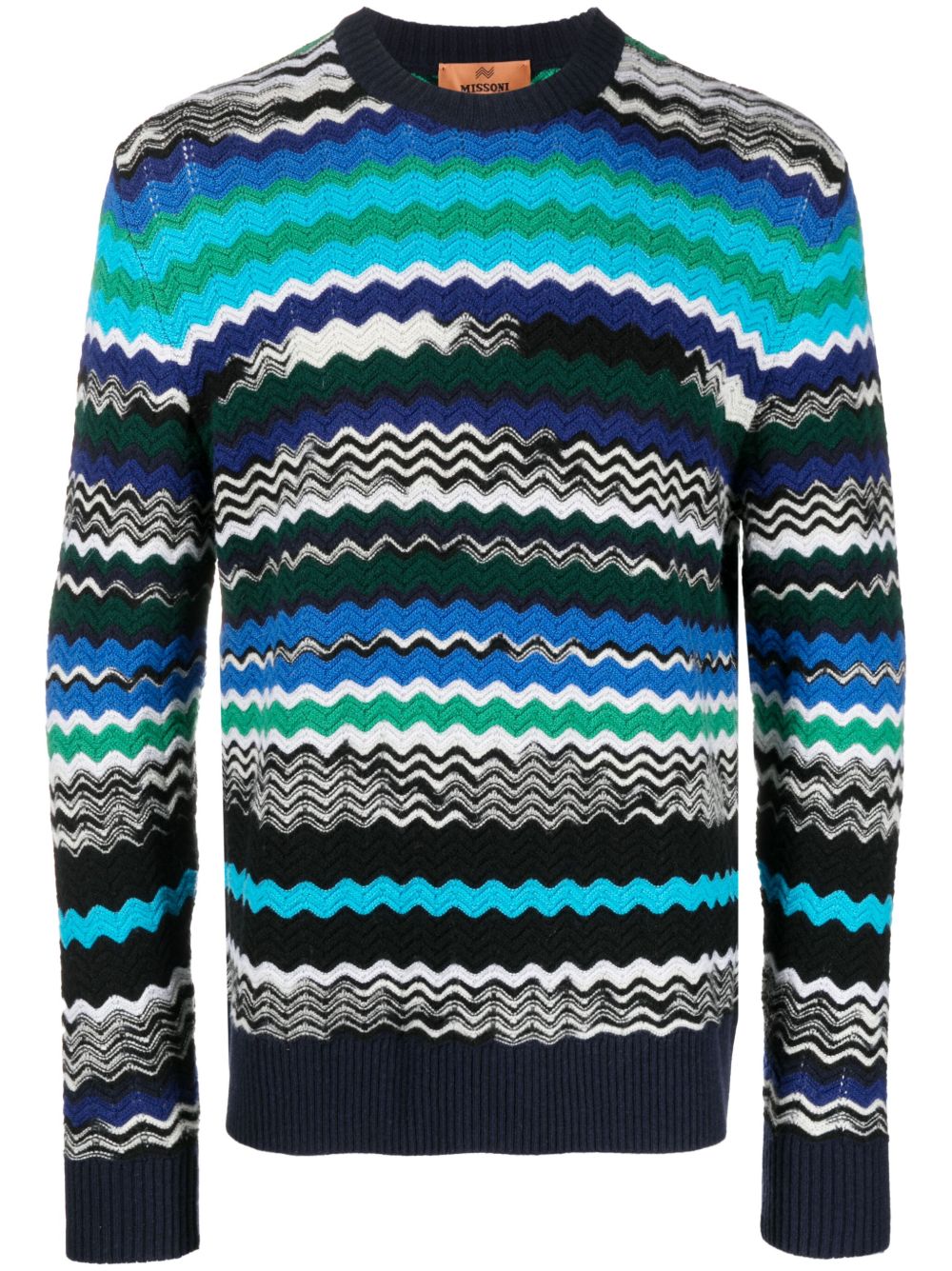 Missoni Z字形图案羊毛混纺毛衣 - 蓝色