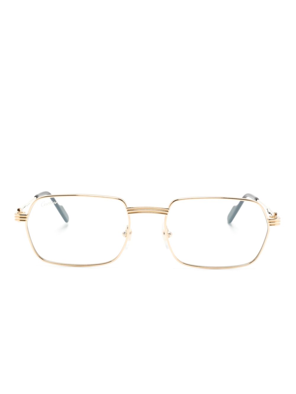 Cartier Eyewear 罗纹长方形框眼镜 - 金色
