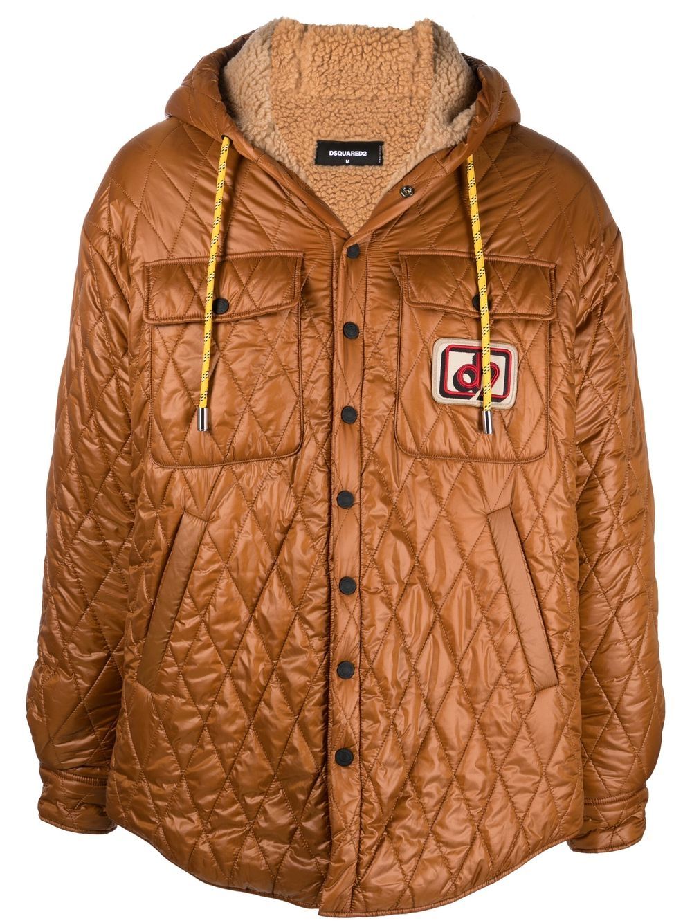 DSQUARED2 D2次方 绗缝效果连帽大衣 - 褐色