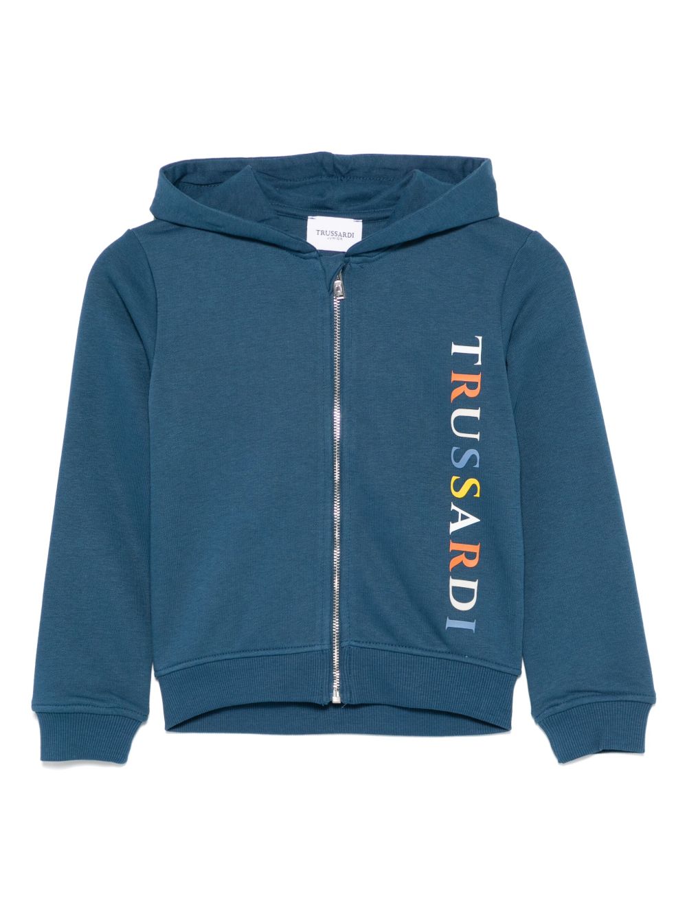 TRUSSARDI JUNIOR logo浮雕细节连帽衫 - 蓝色