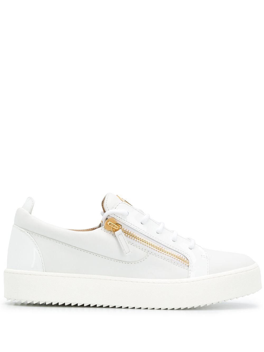 Giuseppe Zanotti Frankie 低帮拉链细节运动鞋 - 白色