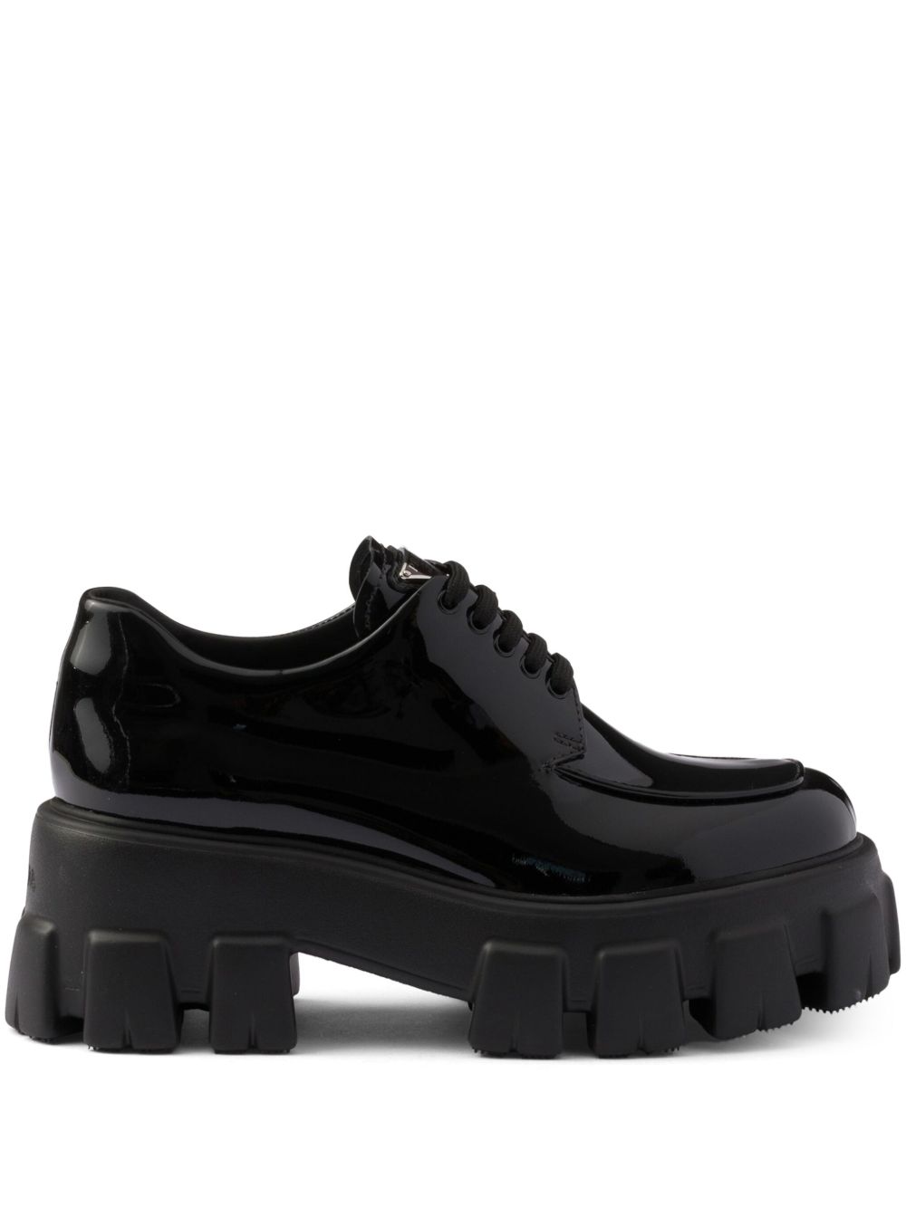 Prada Monolith 漆皮系带鞋 - 黑色