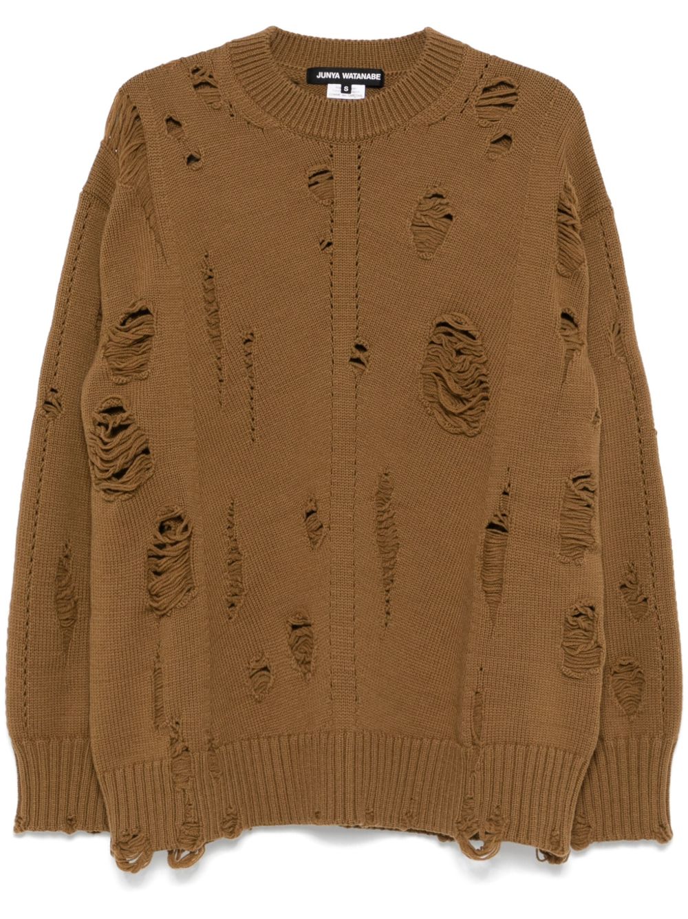 Junya Watanabe x Comme Des Garçons 撕裂效果细节毛衣 - 褐色