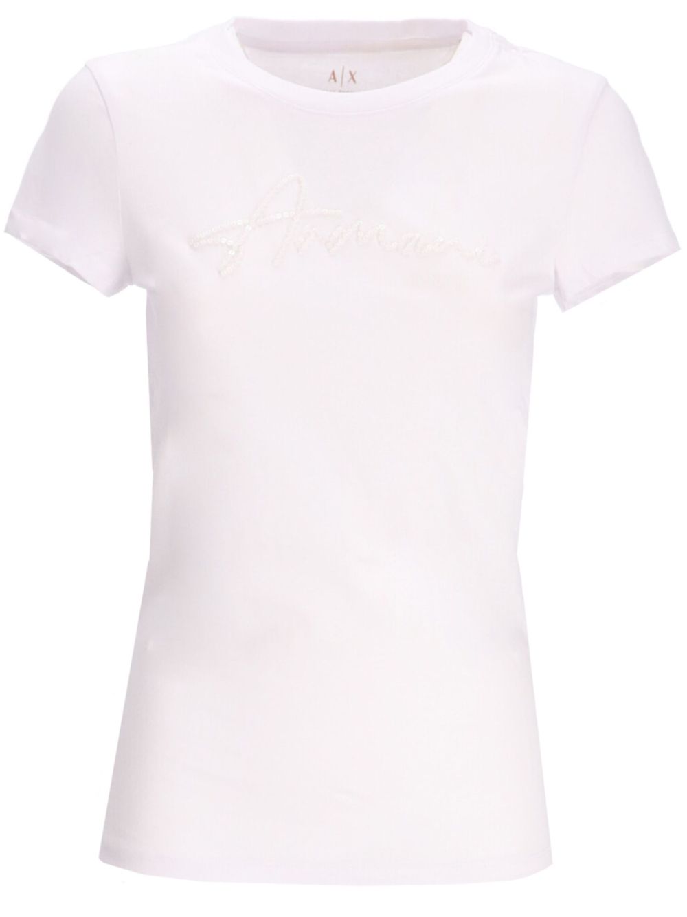 Armani Exchange logo刺绣T恤 - 白色