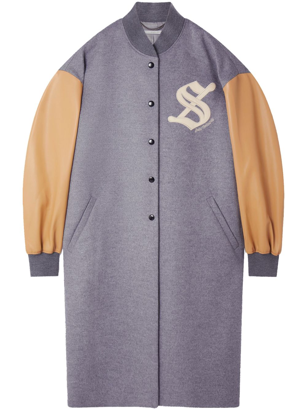 Stella McCartney S Letterman 羊毛长款外套 - 紫色