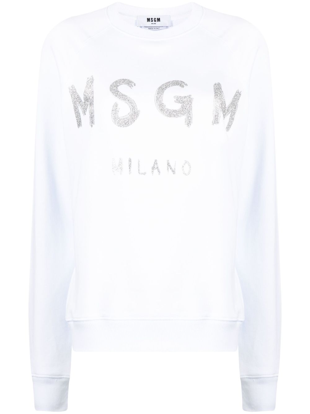 MSGM logo印花棉卫衣 - 白色