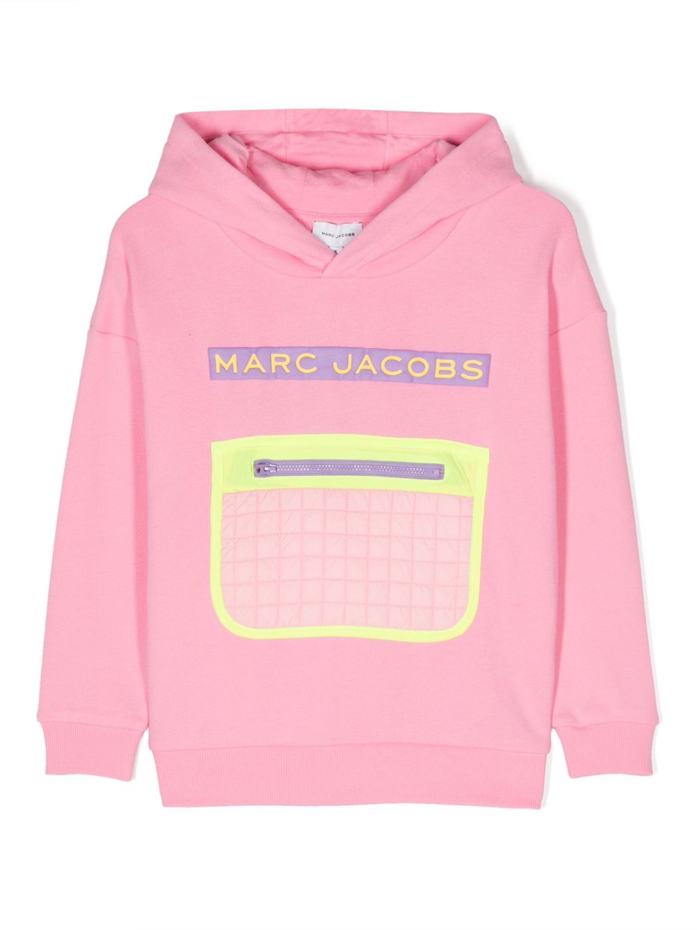 Marc Jacobs Kids logo刺绣棉连帽衫 - 粉色