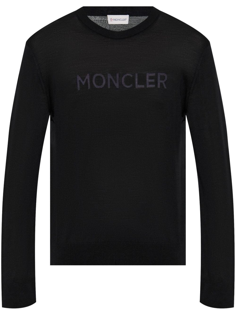 Moncler logo印花羊毛毛衣 - 黑色