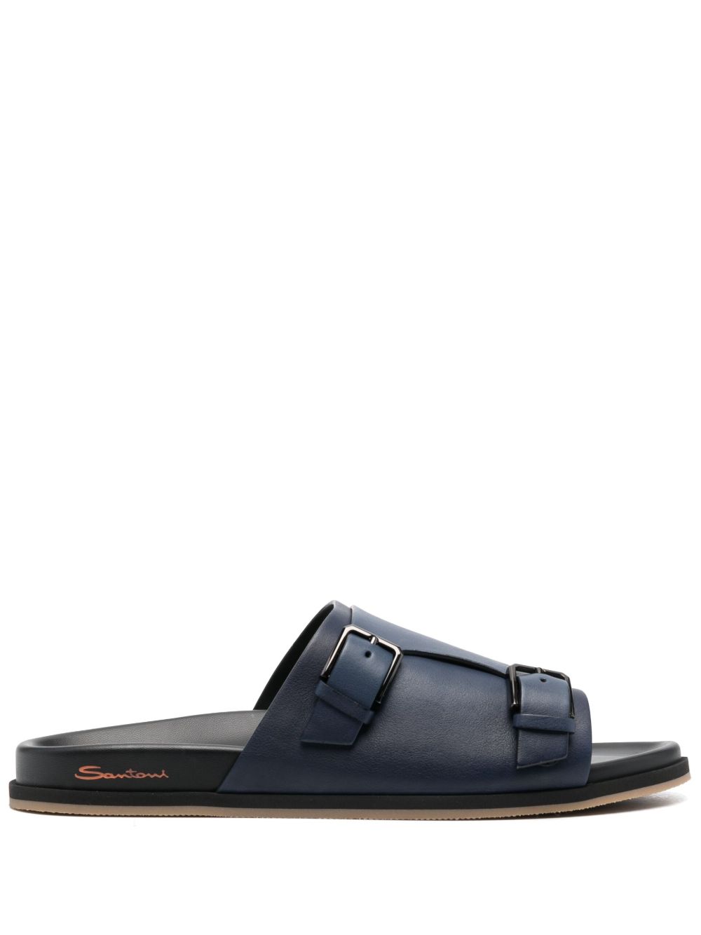 Santoni 皮质平底凉鞋 - 蓝色