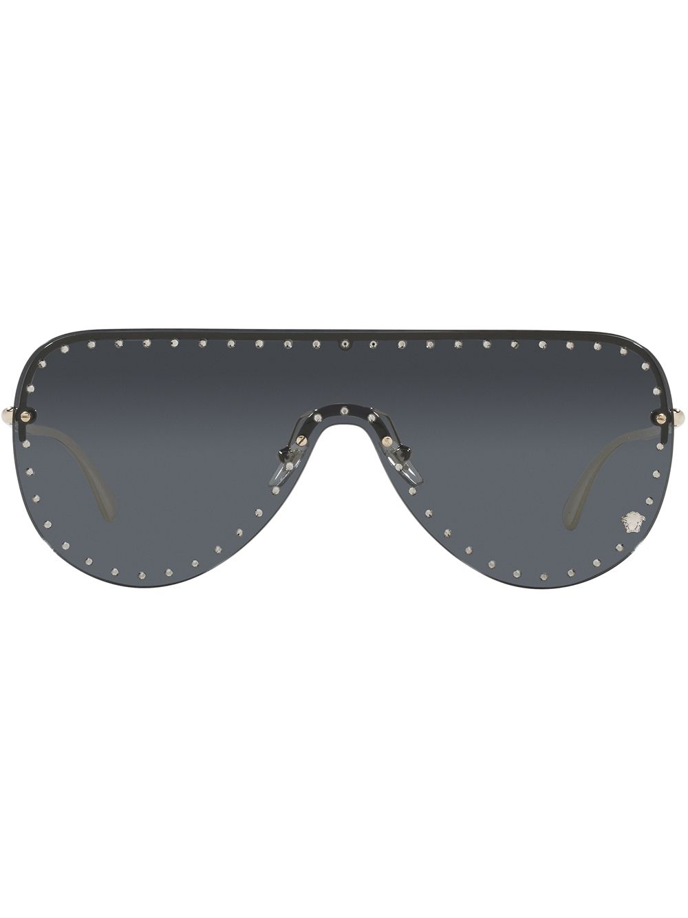 Versace Eyewear 铆钉细节盾形太阳眼镜 - 金色