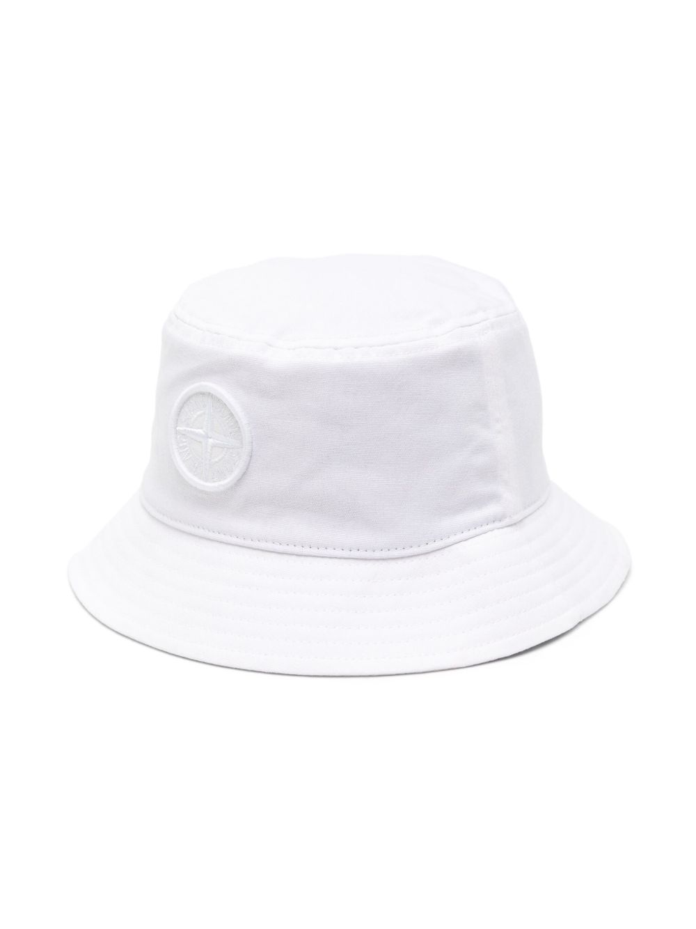 Stone Island Junior 标贴棉渔夫帽 - 白色