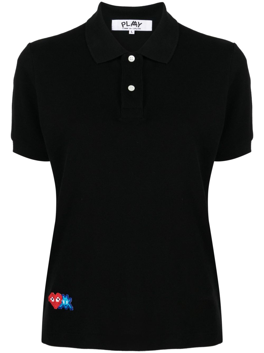 Comme Des Garçons Play x Invader 马赛克效果心形polo衫 - 黑色
