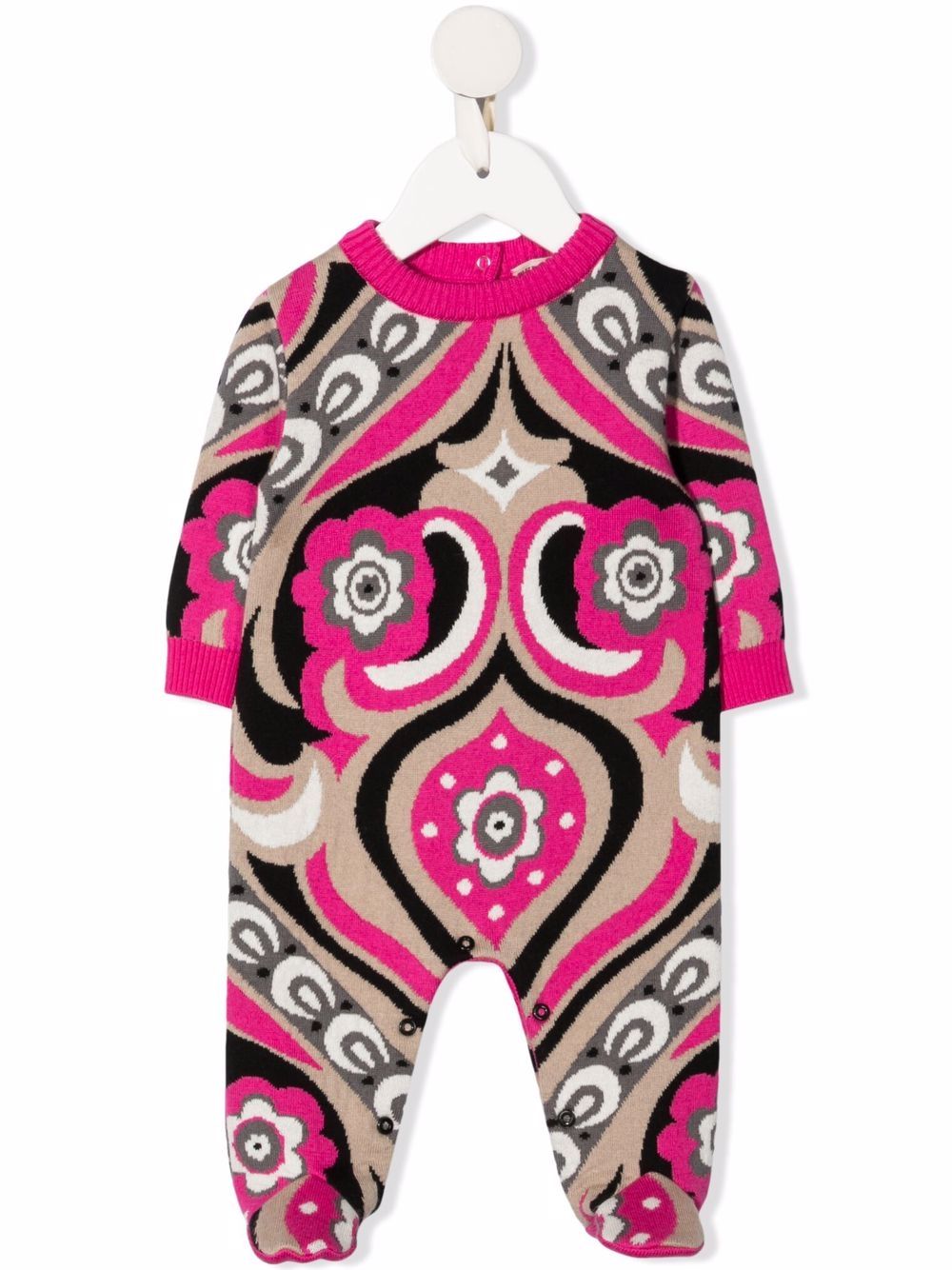 PUCCI Junior 抽象图案针织连体睡衣 - 中性色