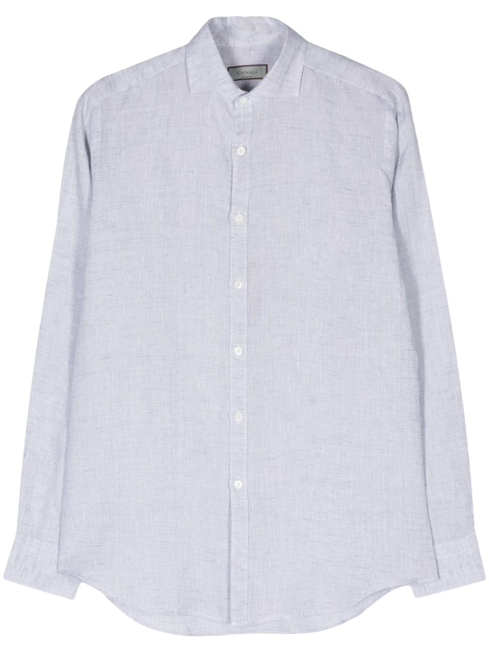 Canali 长袖亚麻衬衫 - 灰色