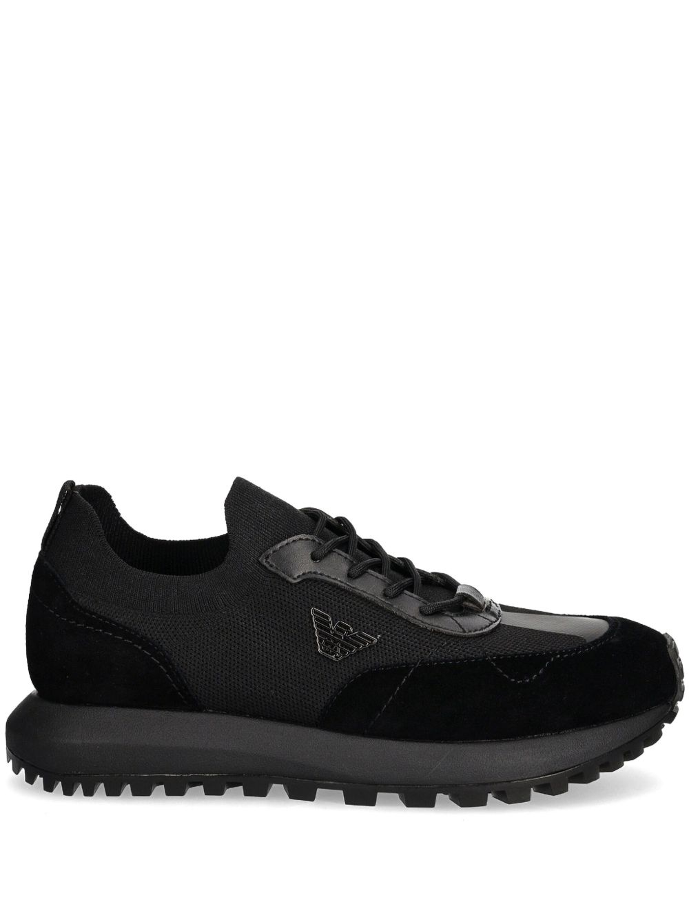 Emporio Armani logo标牌运动鞋 - 黑色