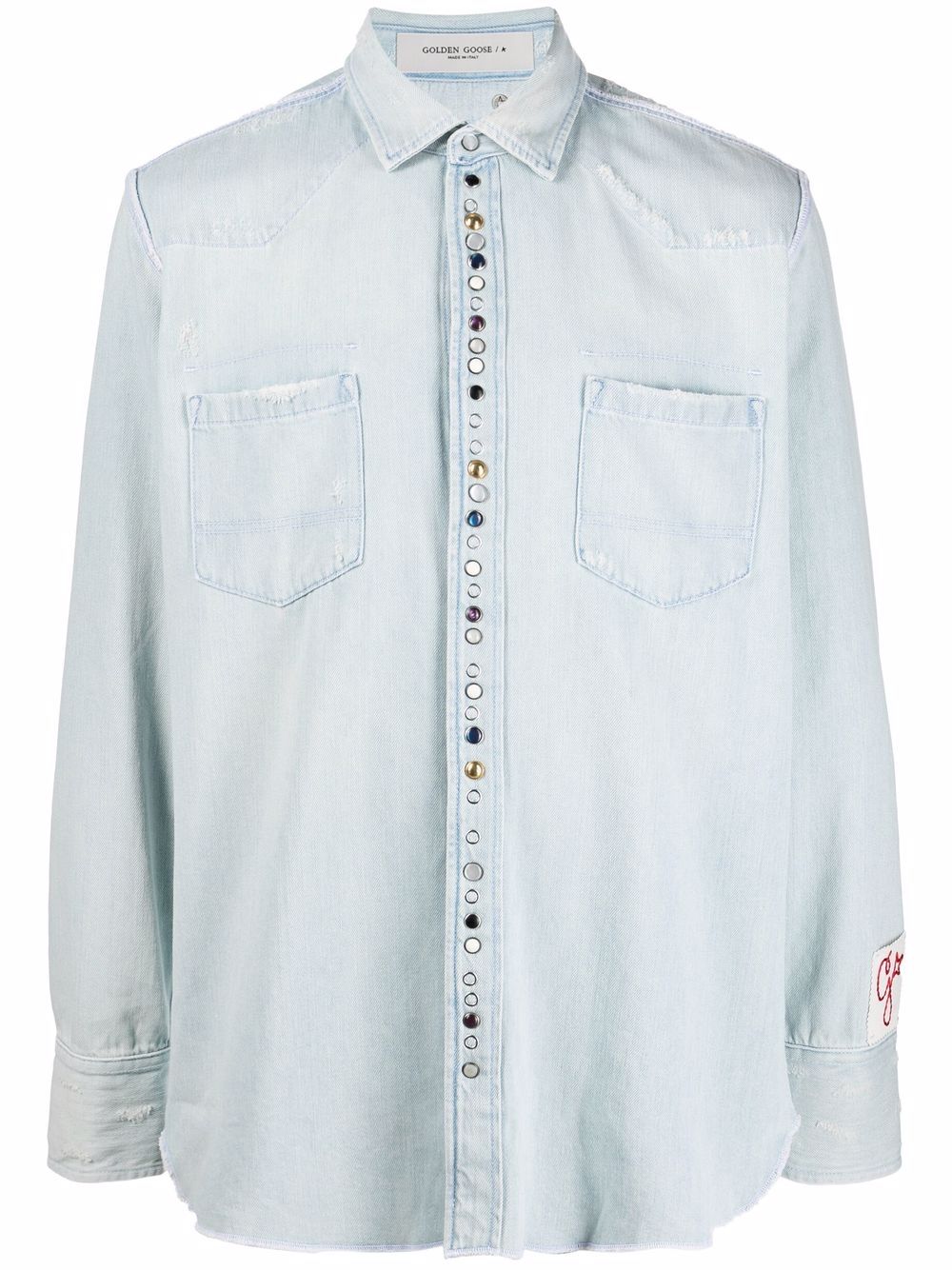 Golden Goose Golden Collection 漂白效果牛仔衬衫 - 蓝色