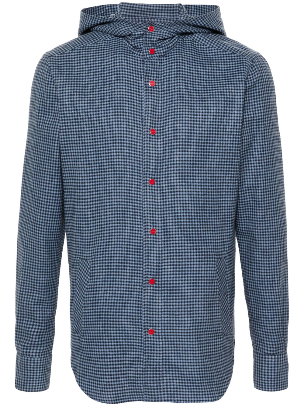 Kiton 方格连帽衬衫 - 蓝色