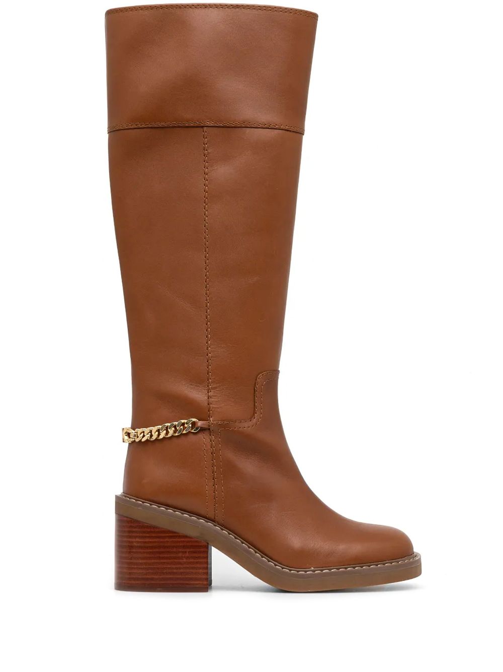 Michael Michael Kors 皮质中跟及膝靴（7.5厘米） - 褐色