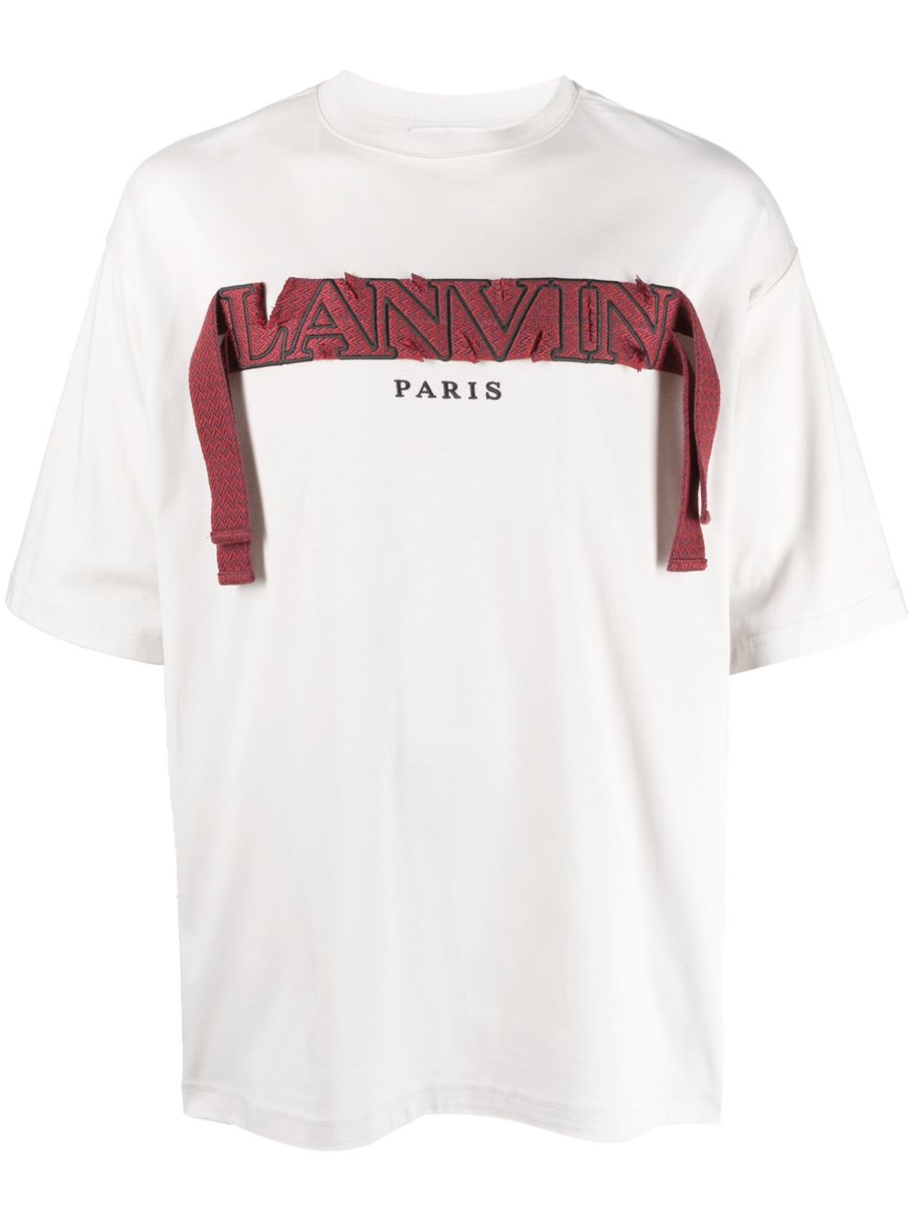 Lanvin Curb Lace logo刺绣T恤 - 灰色