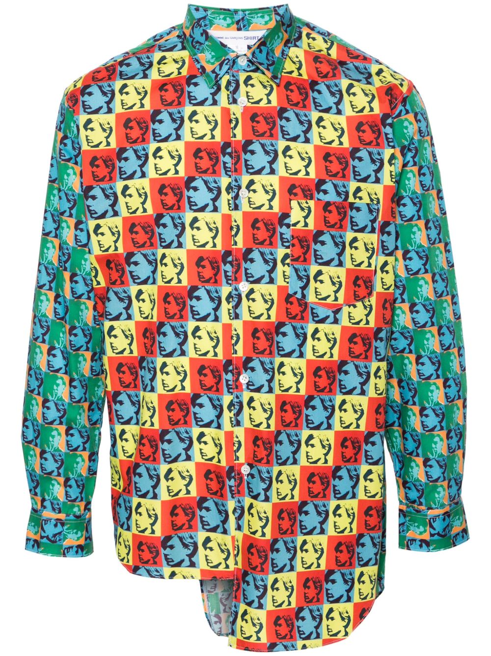 Comme Des Garçons Shirt Andy Warhol 印花不对称衬衫 - 蓝色